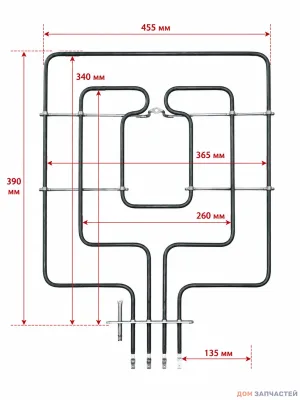 Верхний двухконтурный ТЭН для духового шкафа Bosch , 2800 Вт