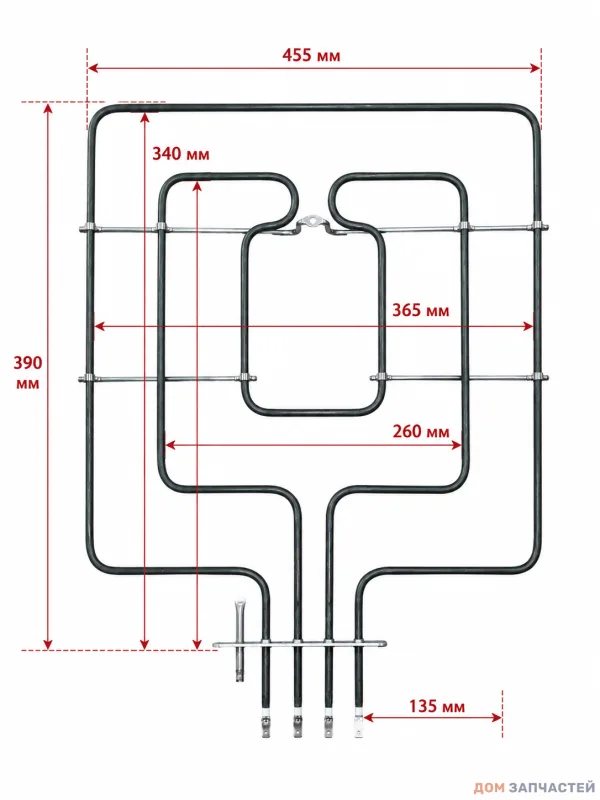 Верхний двухконтурный ТЭН для духового шкафа Bosch , 2800 Вт