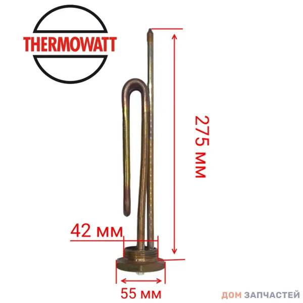 Комплект ТЭН анод прокладка RCT TW3 PA M6 1500W 230V, резьба D-42 mm, c местом под анод M6 THERMOWATT 182315