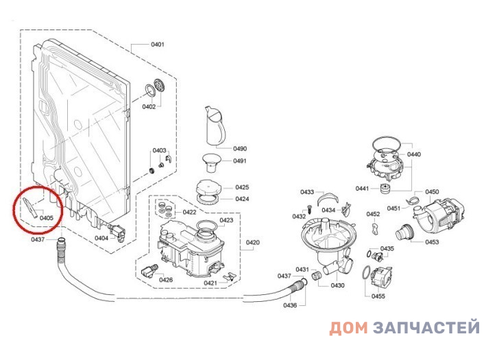 Расходомер воды с герконом для посудомоечной машины Bosch, Siemens