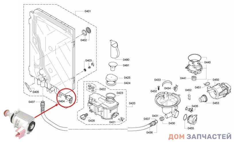 Сливной клапан для посудомоечной машины Bosch, Siemens