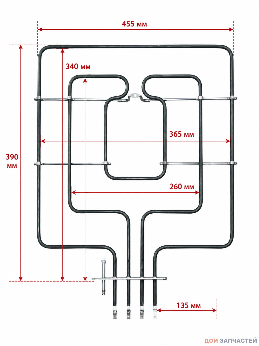 Верхний двухконтурный ТЭН для духового шкафа Bosch , 2800 Вт