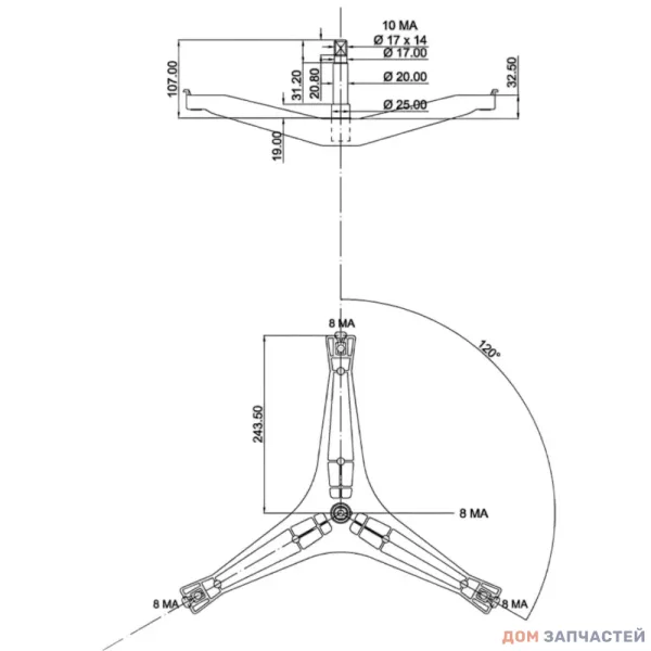 Крестовина для стиральной машины Samsung(Самсунг) DC97-15182A, EBI 741