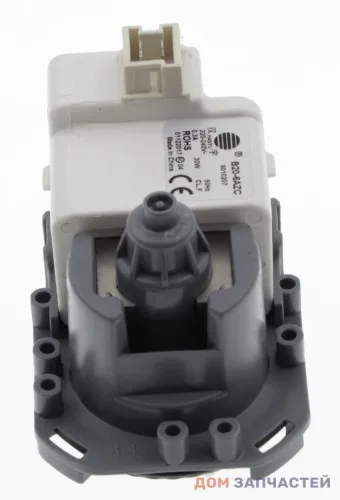 Насос для стиральной машины 30W на 3 защелках, контакты назад под фишку AEG, Electrolux, Zanussi, Indesit, Ariston, Whirlpool